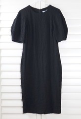 ANTONIO MELANI NWT $159 Solid Black Seer Sucker Puckered Midi Dress Size 2