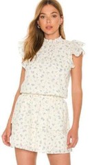 1 State Dress Smocked Neck Ivory Floral Womens Sz S NEW NWT N78