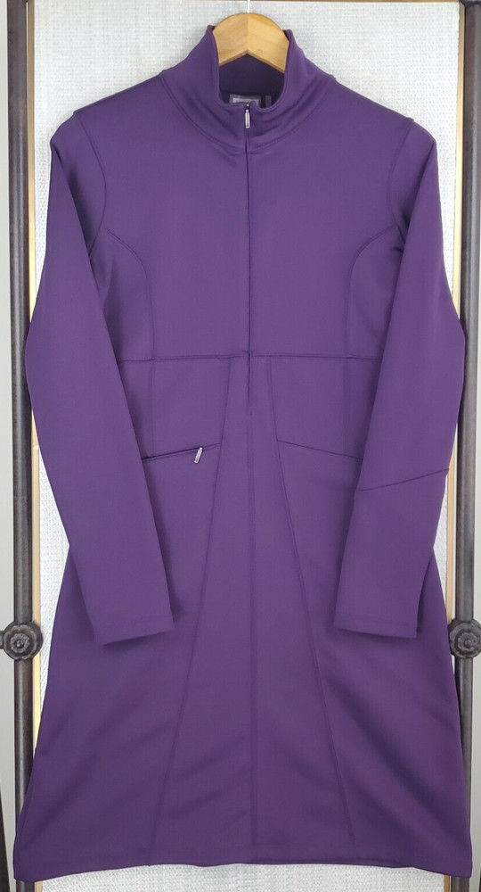 ATHLETA Size Small Womens Softshell 1/2 Zip Jacket Dress Pocketed Grape Stretchy
