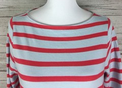 The Nines by Hatch Maternity Dress Size S Light Blue Coral Striped Knit Pockets