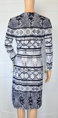BCBG Maxazria Adele B&W Reptile Snake Print Deep V Stretchy Wrap A-Line Dress XS