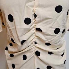 NEW! Vintage-Style Crepe Short Sleeve Midi Dress, Beige Polka Dot – A New Day