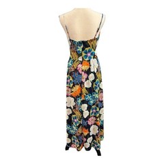 Rachel Roy Dress Black Floral Maxi Tie Detail Size M Tropical Vacation Resort