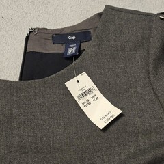 NEW Gap Gray Ponte Knit Shift Dress Size Large 3/4 Sleeve Exposed Zipper Casual