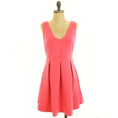 Forever 21 Fit & Flare Mini Dress Size S Sleeveless Coral Pink Cute NEW Tag B25