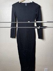 Tresser Dress Women&rsquo;s Medium Black Bodycon Maxi Side Slit Minimalist