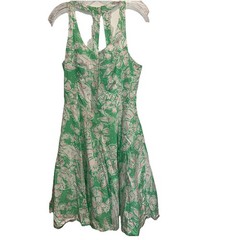 Lilly Pulitzer Halter Shift Dress Sz 8 Floral Resort Midi Coastal Green Lace