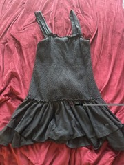 American Eagle EUC Sunchaser Knit Smocked Drop Waist Mini Dress Size Med Black