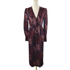 A.L.C. Size 4 RTR Bailey 100% Silk Midi Dress V-Neck Front Slit Floral Print