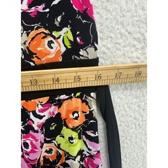 Dana Buchman Womens Wrap Dress Floral Print Black Pink Orange Green M