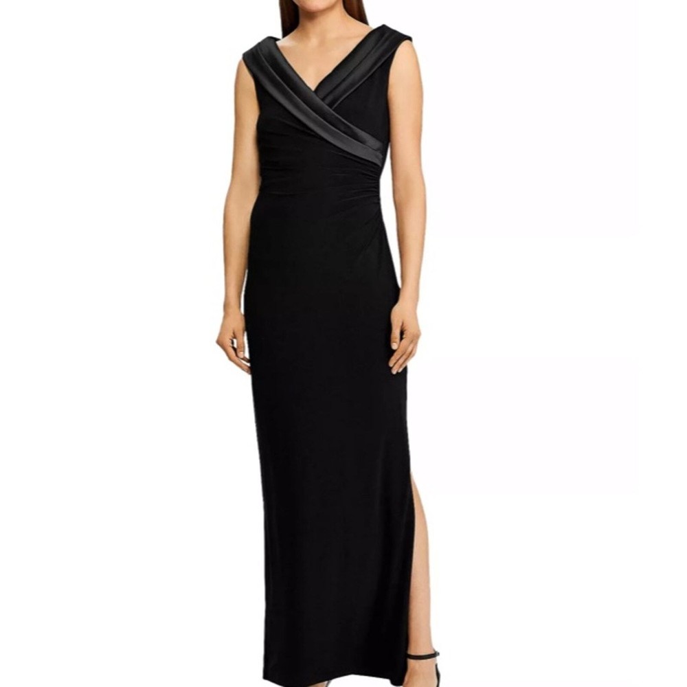 Ralph Lauren Jersey Off-The-Shoulder Formal Gown