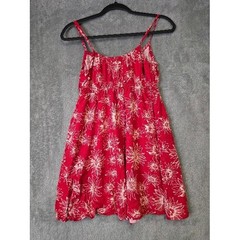 Rewind Red Floral Print Sleeveless Summer Dress Women&rsquo;s Size M