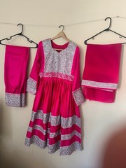 Beautiful party suits hot pink width 19 inches and length 47.5 inches