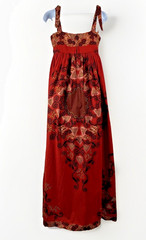 Vtg Tropical Maxi Dress Womens M Red Head Scarf Tribal Aruba *Read Measurements*