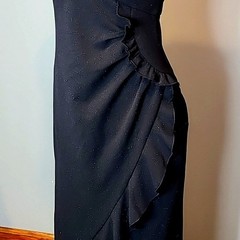 Black Sparkle Ruffle Slit Long Maxi Dress XS New Hoco Prom 1920s Whimsigoth
