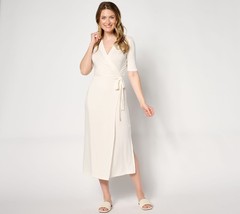 Barefoot Dreams Women&rsquo;s Dress Sz M Luxe Milk Jersey Sleeve Wrap White A646191