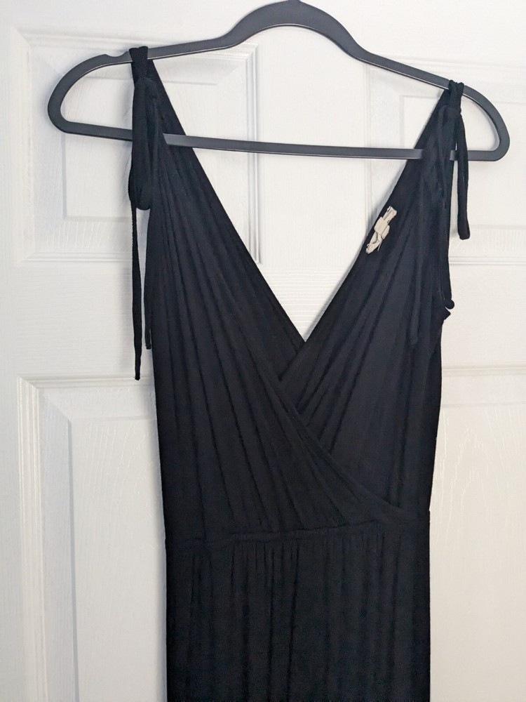 Rolla Costa Tie Shoulder Crossover Front Dress Midi Black Size M