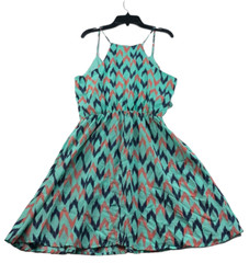 My Michelle Mini Dress Womens Size Medium Green Pattern Sleeeveless