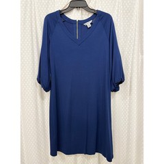 Tommy Bahama Navy Blue V Neck puff 3/4 Sleeve Dress Size M