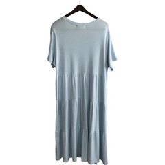 Brass & Roe by CTS Summer Ribbed Tiered Midi Dress XXL Blue Stretch Knit Ruffle