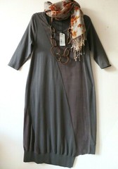 RRP £259 CREA CONCEPT 12UK (CH 47cm) Grey Asymmetric Silky Fabric & Jersey Dress