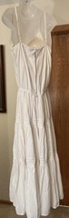 AList Wrapper 100% Cotton White Midi Ruffled Boho Romantic Fairy Sundress Sz 11