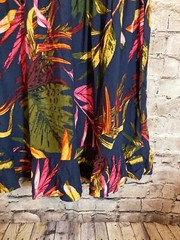 New Look Dress Womens Large Tropical Jungle Dark Florals Bell Sleeve Stretch