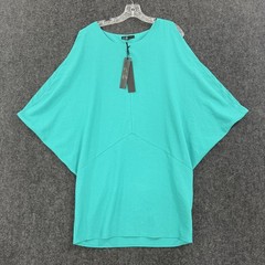 C Luce Dress Womens Large Green Chic Tunic Dolman Sleeve Batwing Solid