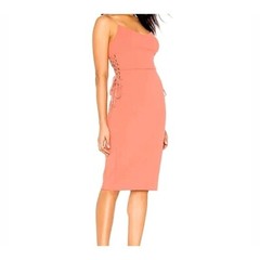 1 State Womens Lace Up Slip Midi Dress Cedar Rose Spaghetti Straps size 6