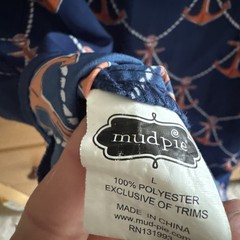 Mudpie Large Sleeveless Ruffle Collar Navy With Anchors Shift Dress Nautical
