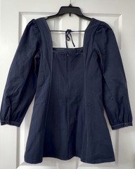DArk~ Blue Denim Square Neck Puff Sleeve Mini Dress. None Stretch M