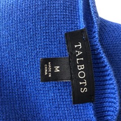 Talbots Womens Medium Scallop Trim Knit Sweater Dress Deep Blue Sea Short Sleeve