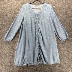 Old Navy Denim Dress Womens M Blue Front Button Up Boho Cottagecore Western