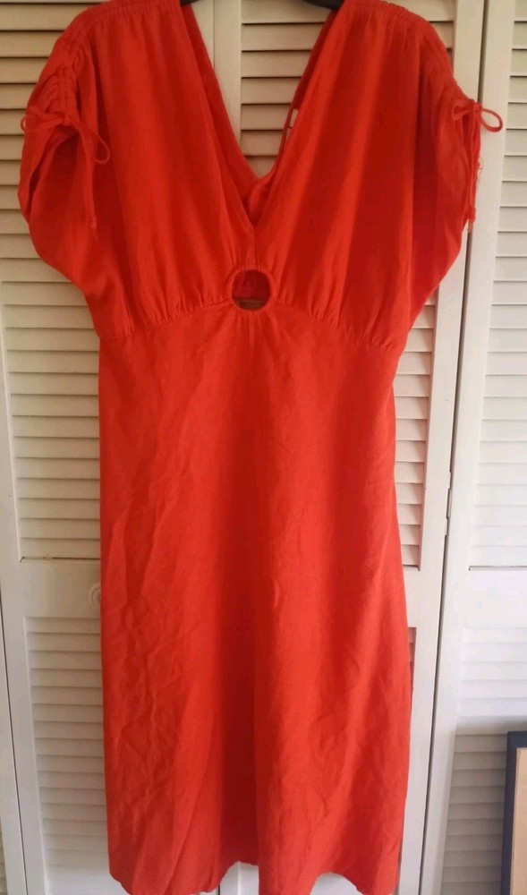 Sincerely Jules Midi Dress Women&rsquo;s Size Large Orange Boho Summer Circle Cutout
