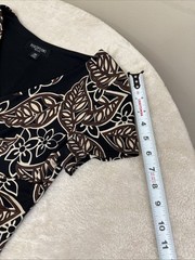 Perception Womens STRETCH Black Brown Beige Floral Fit & Flare Dress 10 Petite