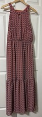 a.n.a Women’s Floral Halter Maxi Dress Coral Blue Tiered Boho Size 12