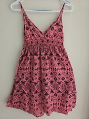 H&M Divided Boho Tribal Dress Pink Black Spaghetti Strap Sundress M