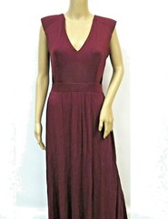Women’s Sleeveless V Neck Cut Out Detail Maxi A-Lined Dress Size M~L Burgundy