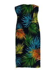 Black Bodycon Tube Dress with Blue Yellow and Orange Palm Pattern Size Medium
