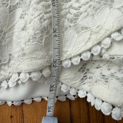 White Lace Fit & Flare Belted Wrap Dress Sz L Boho 90&rsquo;s Y2K Indie Cottage Bridal
