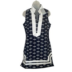 Sail to Sable Dress M Navy Umbrella Print Resort Nautical Hamptons Vacation NWT