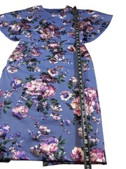Black Halo Womens Floral Dress Size 10 Blue Pink Satin Fit Midi (742)