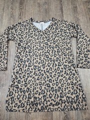Sweet Lovely by Jen Brown Black Animal Leopard Print Dress V Neck Size Medium