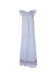 NWT Sail To Sable Flutter Sleeve Maxi in Blue Stripe Shirting Ric Rac Dress XS