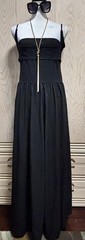 Halara Breezeful Backless Side Pocket Flowy Flare Maxi Black Dress Sz L . New.