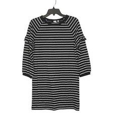 Gap T-Shirt Dress Size XS Black White Striped Womens Blended Fabric LS Pullover