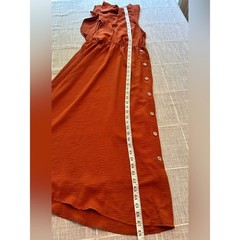 LSHEIN Curve Rust Button-Front Ruffle Midi Dress (Size 4XL) NWOT