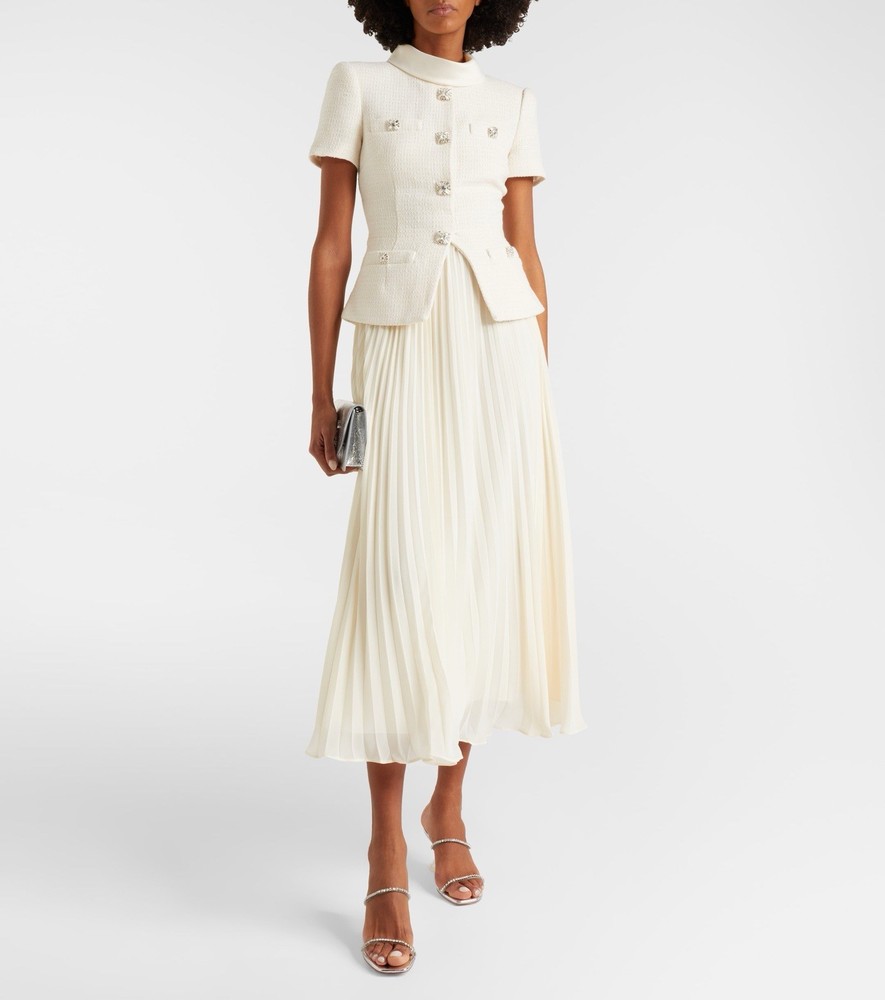 Self portrait CREAM BOUCLE COLLARED MIDI DRESS Size US 8 UK 12 $ 750