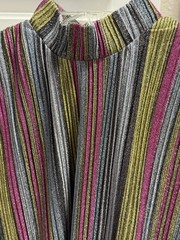 Lucca Multicolor Striped Glitter Mock Neck Flared Long Sleeve Dress Size M