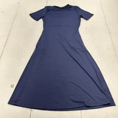 Navy Blue Solid Soft Short Sleeve Crew Neck Pocketed Dress Women&rsquo;s Size Medium